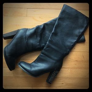 Black knee length boots